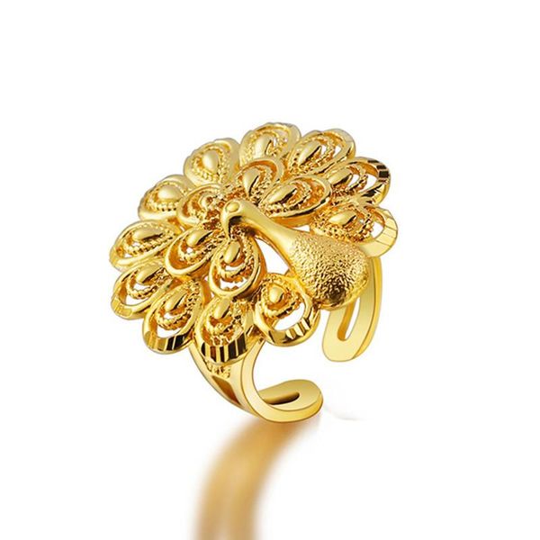 

wedding rings vintage peacock open screen ring yellow fashion women opening, Slivery;golden