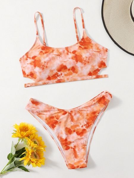 

plus tie dye bikini swimsuit g9up#, Black