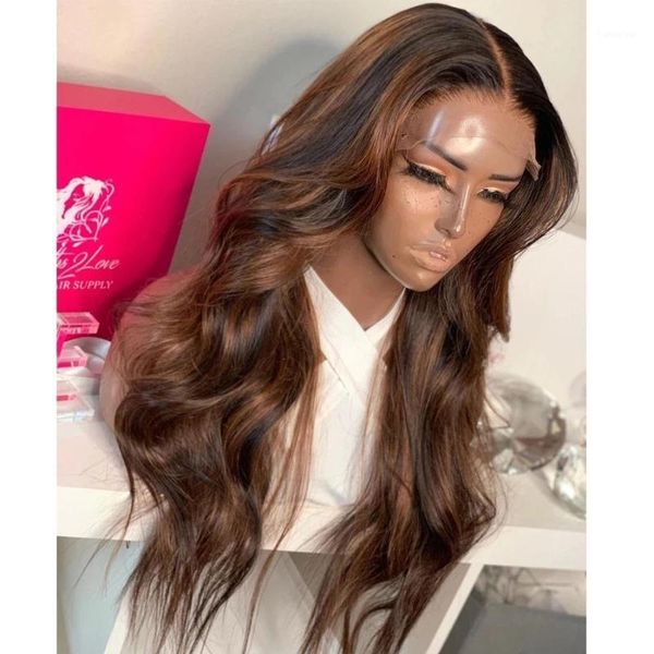 

peruvian highlight chocolate brown silk base wavy full lace 13x6 front human hair wigs with preplucked remy 360 frontal wig1, Black;brown