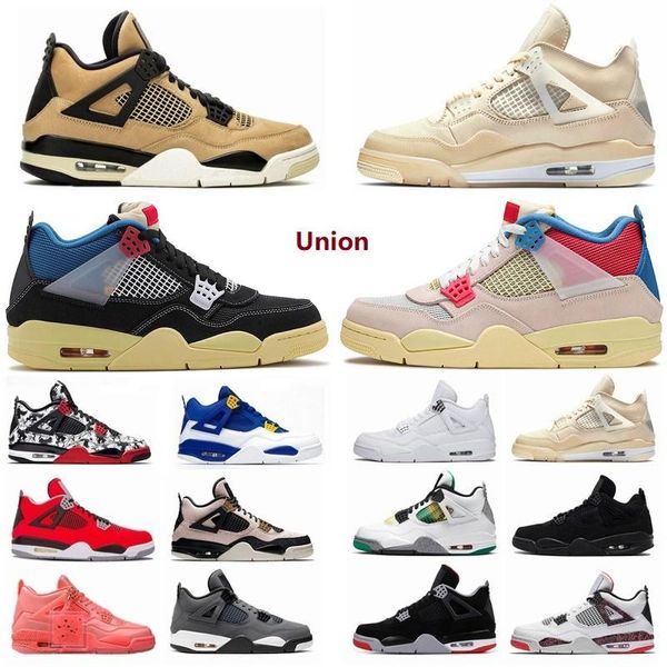 

boots 4 2023 4s union noir guava ice jumpman mens shoes sail neon metallic purple basketball sneakers black cat bred fire red trainers