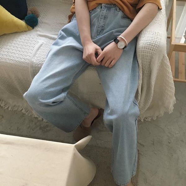 

women's jeans south korea east gate agency purchase spring and summer leisure light blue washed vintage loose pants