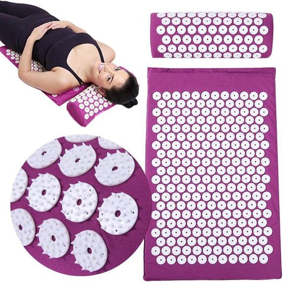 

yoga mats massager mat set back body foot cushion massage pad relieve stress pain shakti acupuntura spike with pillow