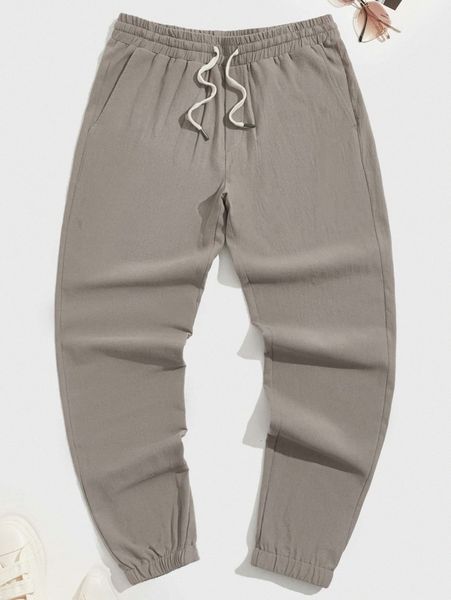 

men drawstring waist carrot pants x0fs#, Black