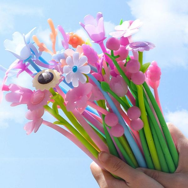 

gel pens 4pcs color changing flower 0.38mm creative ink pen stationery office school supplies christmas gift