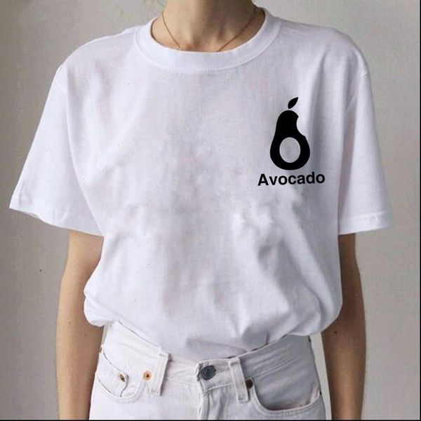 

avocado printed casual cartoon womens t shirts tee fashion femme plus size cute streetwear o neck, White
