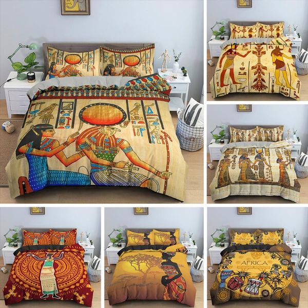 

bedding sets egyptian set ancient egypt civilization duvet cover characters home textiles african women symbol bedclothes 2/3pcs
