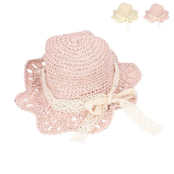 

socks bucket hat straw sun summer portable girls for camping travel toddler kids hiking, Pink;yellow