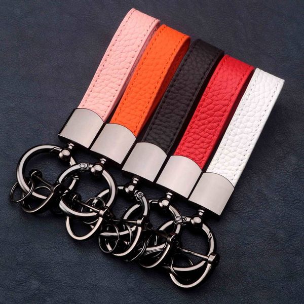

leather car key chain metal spring ring horseshoe chain pendant accessories keyring manufacturer, Silver