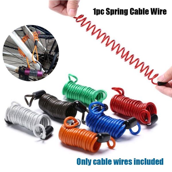 

bike locks 1 pc 1m/1.5m/2.5m spring cable lock anti-theft rope alarm disc bicycle security reminder motorcycle theft protection
