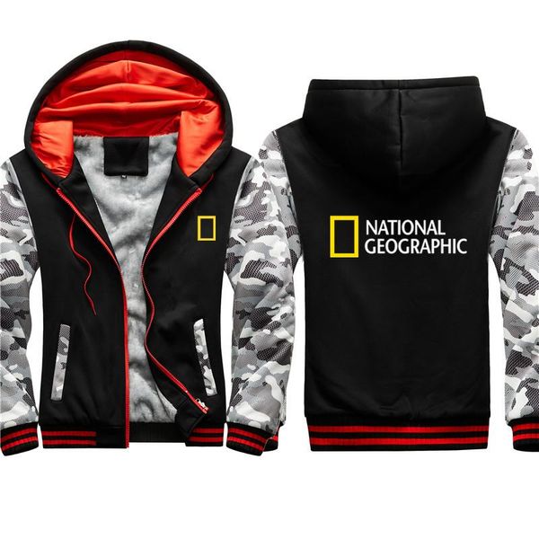 

men's hoodies & sweatshirts channel winter thick camouflage sleeve jacket men fleece, Black