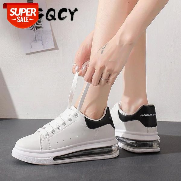 

fashion cushion leather couple shoes women chunky sneakers white lace up platform comfort breathable casual shoe #ff2t