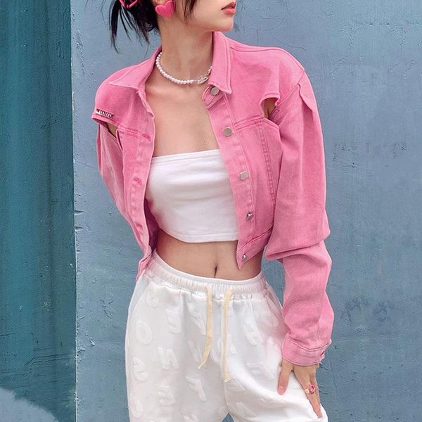 

women's jackets street style trend 2021 autumn solid color long-sleeved lapel cropped fashion cardigan hollow short jacket women, Black;brown