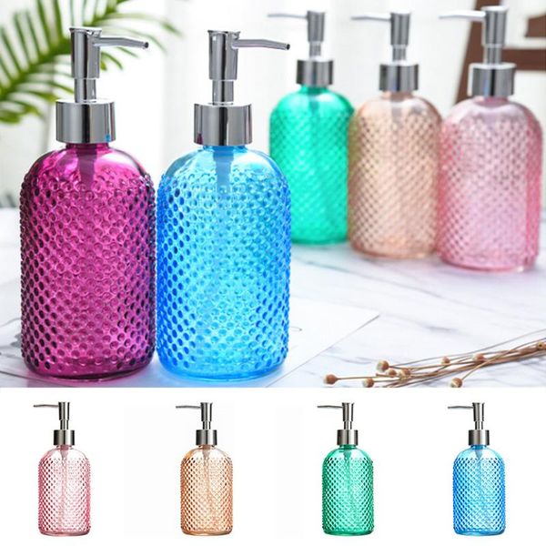 

liquid soap dispenser 400ml glass shampoo sanitizer bottle hair conditioner shower gel manual press bathroom accessories