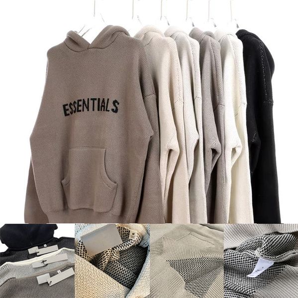 

mens hoodies essentials knitted sweater long sleeve loose hoodie casual kints sweaters designer fog essential hoddies hoody women womens hip, White;black