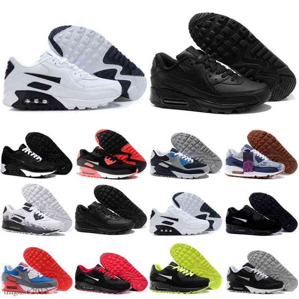 

2021 wholesale fashion men sneakers shoes classic 90 men and women running shoes sports trainer cushion 90 surface breathable sports shoes, Black