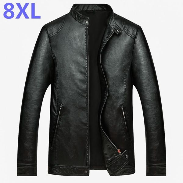 

men's fur & faux plus size 8xl 6xl 5xl 2021 arrival leather jackets men outwear solid casual coats autumn winter keep warm jacket, Black