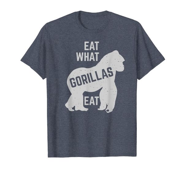 

eat what gorillas eat vegan plant-based power t-shirt, White;black