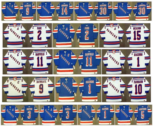 

vintage new york rangers jerseys 1 eddie giacomin 14 don murdoch 30 sawchuk 30 henrik lundqvist 3 tim horton 3 howell 5 geoffrion ccm hockey, Black