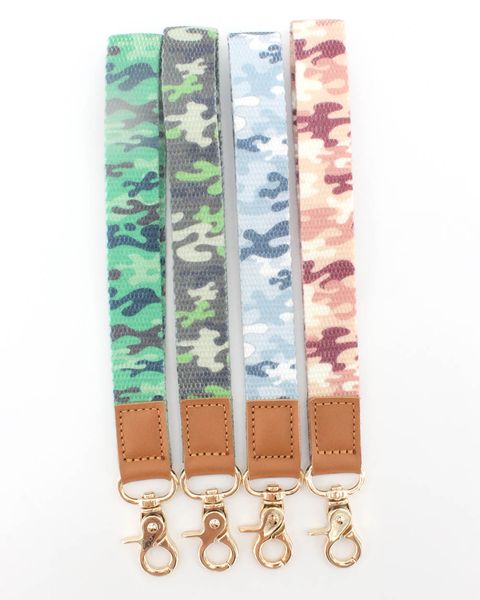 Hot 10 pz Portachiavi Cordino Da Polso Camouflage Strap Band Chiusura a moschettone Portachiavi Portachiavi Mano Per Ragazze/Donne/Uomini