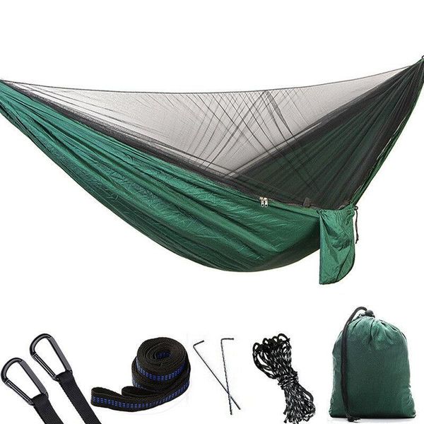 

1-2 person 260*140cm camping hammock outdoor mosquito bug net portable parachute nylon for sleeping travel hiking tents and shelters