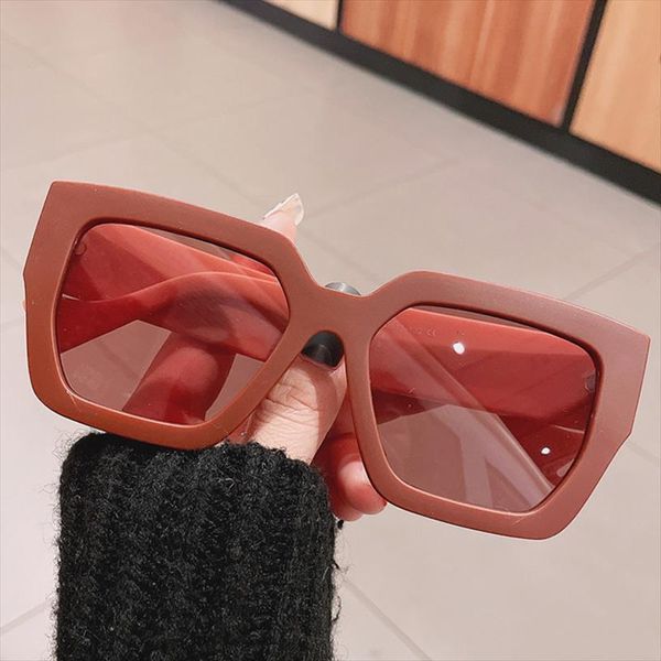 

matte frame square sunglasses for women fashion brand oversized red gray sun glasses female elegant gradient eyewear, White;black