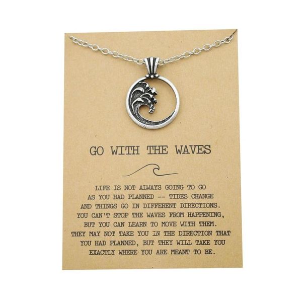 

chains beach sea wave pendant necklace bohemia ocean jewelry, Silver