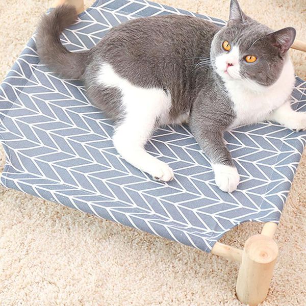 

cat beds & furniture hammocks wood bed canvas lounge for small cats dogs durable pet house supplies