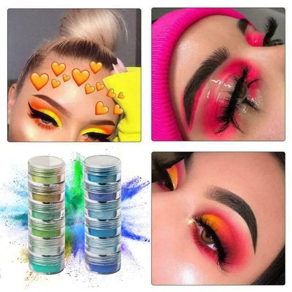

mix/set neon pastel loose powder eyeshadow pigments matte mineral spangle rainbow eye shadow tslm1