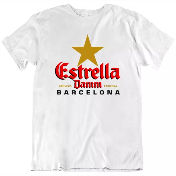 

estrella damm beer teebarcelona drink alcohol good deal men's t shirt gift new, White;black