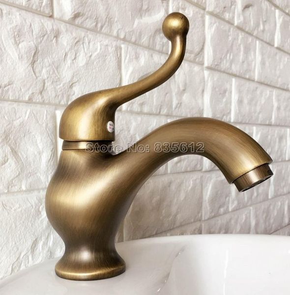 

bathroom sink faucets antique brass single handle basin faucet mixer taps deck mounted cold and water wnf394