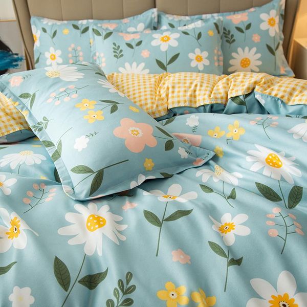 

like summer flowers-green quality bedding double sanded quilt cover sheet pillowcase four-piece set sets