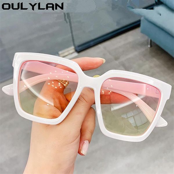 

sunglasses oulylan big frame square women men brand design oversized sunglass femlae white pink sun glasses shades uv400, White;black