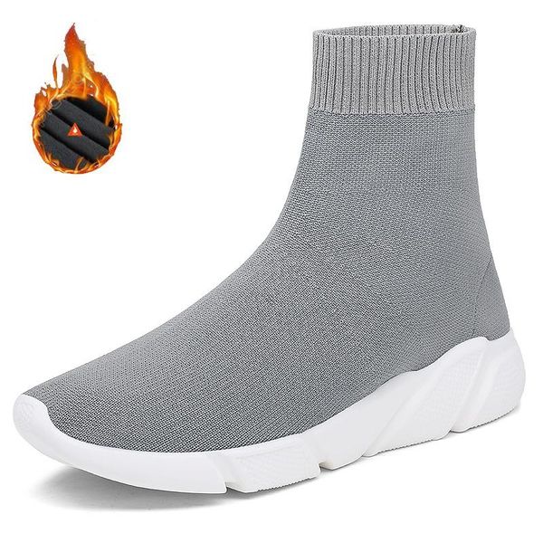 

boots autumn women sock shoes stretch fabric slip-on over the women's pumps for 2021 botas de mujer, Black