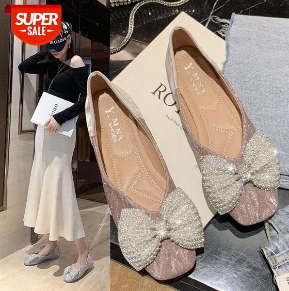 

shallow mouth single shoes women women's pearl peas flat soft bottom mother trend #hg1z
