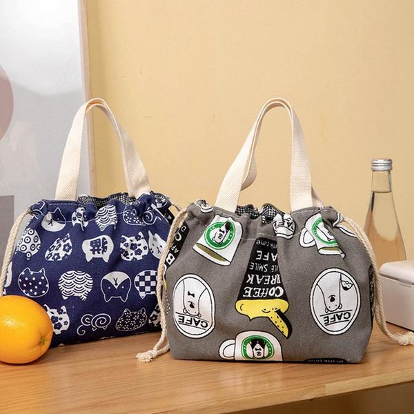 

storage bags cotton linen insulation waterproof portable lunch bag cooler