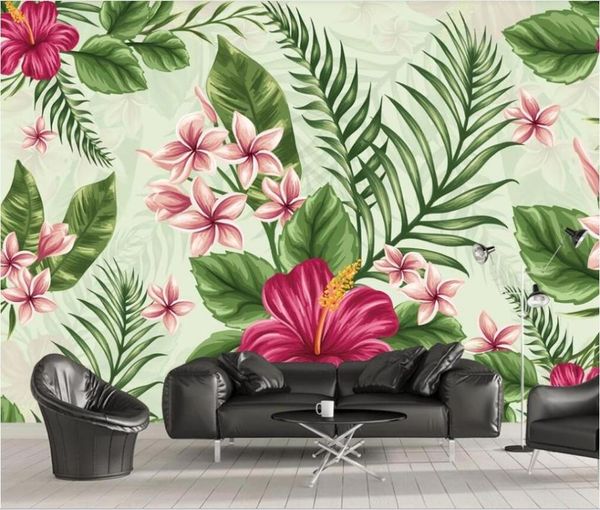

customized large-scale murals / wallpapers hand-painted tropical rainforest plants and flowers banana background