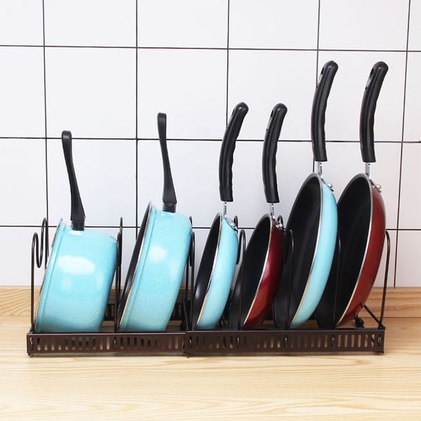 

1pc expandabe storage shef muti-functiona pot storage organizer for pan pot id (coffee)