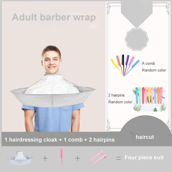 

decorative objects & figurines 4pcs hair cutting set with cape cloth comb clip deep groove solid color convenience storage salon accessories