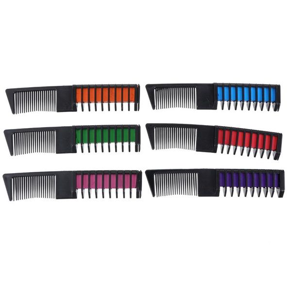 

hair brushes 6pcs washable color chalk comb dye set for party, Silver
