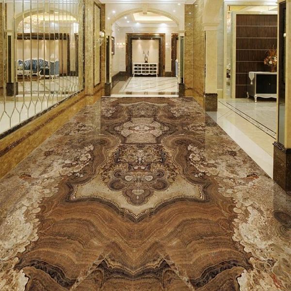 

wallpapers custom 3d floor murals classical style imitation parquet marble for living room hall tiles sticker self adhesive wallpaper