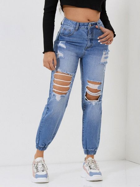 

petite ripped jogger jeans j8gw#, Blue