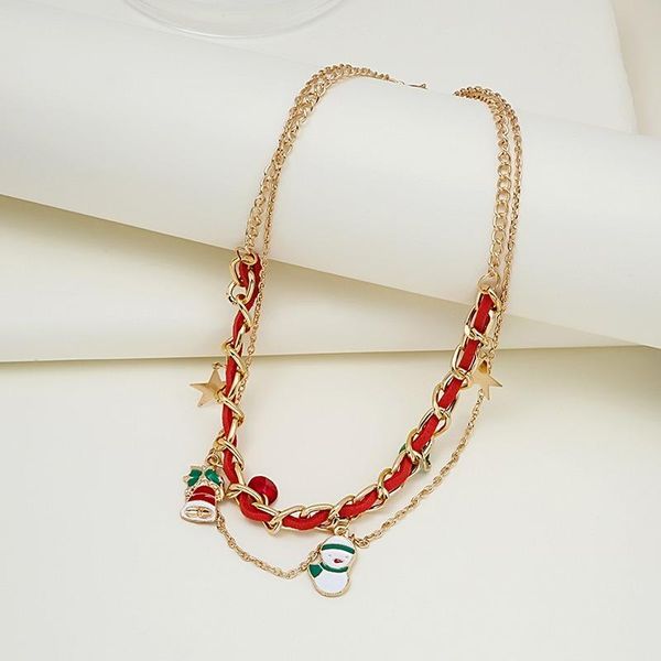 

pendant necklaces christmas multilayer necklace multi- snowman cane, Silver
