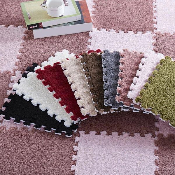 

6pcs/set fluffy jigsaw puzzle eva foam rug anti-skid bedroom carpet floor mat fping carpets