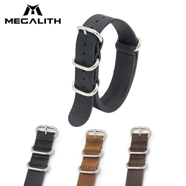 

watch bands megalith military sports leather watches for men women 18mm 20mm 22mm grain genuine strap nato g3, Black;brown