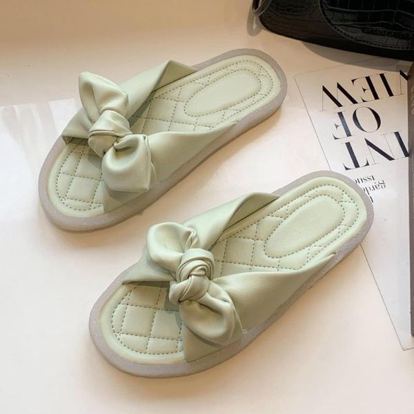 

slippers summer women butterfly-knot flip flops sandals beach shoes womans fashion slides outdoor designer bow flat slipper, Black
