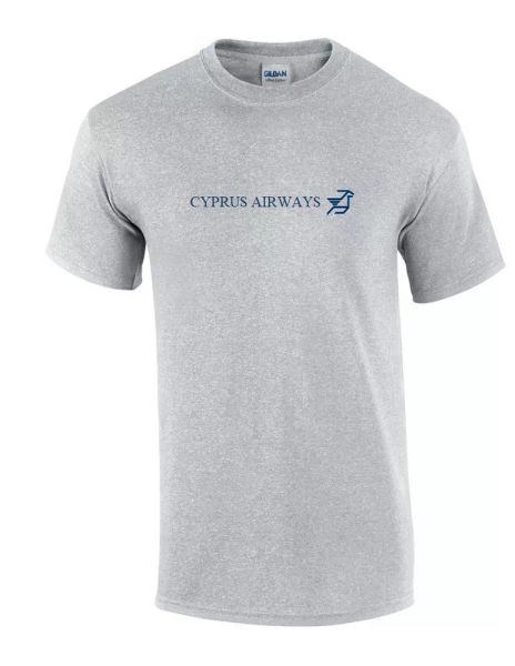 

cyprus airways blue retro logo airline sport gray cotton t-shirt, White;black