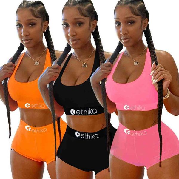 

summer brand women's letters print tracksuit swimwear sleeveless bra+ shorts two piece casual suit sports lidies swimsuit gg4eaovl, White