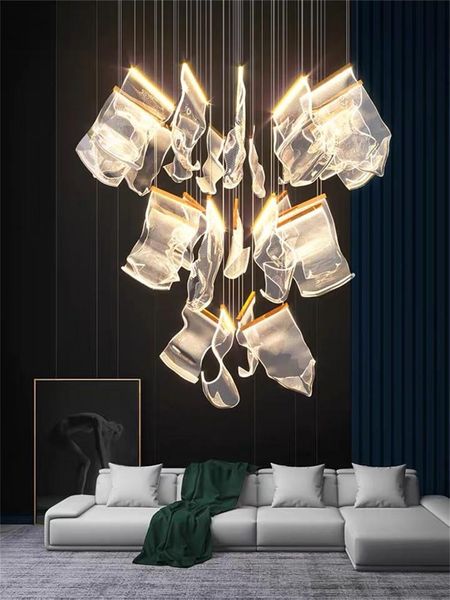 

chandeliers led stair light modern paper acrylic lamp lustre suspension lighting luminaire lampen for el loft dinning room