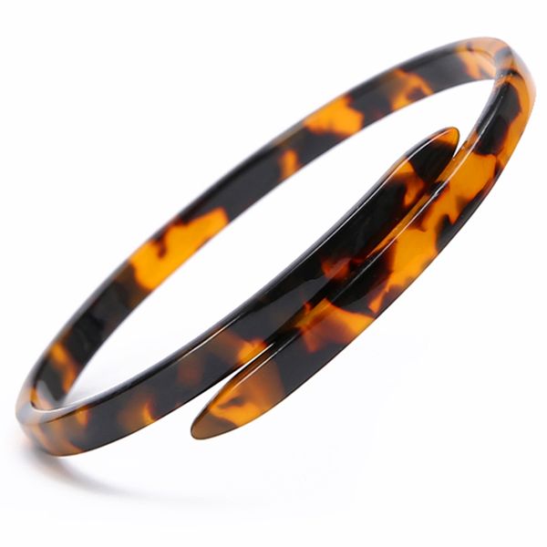 

acetate tortoise shell vintage acrylic open bangles bracelets leopard print women fashion cuff charm resin jewelry accessory, White