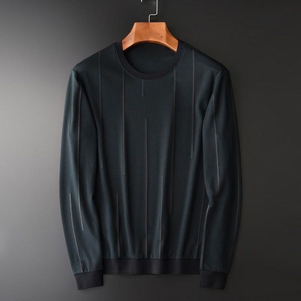 

men's hoodies & sweatshirts green round collar sweatshirt men luxury vertical stripes casual male spring autumn mens plus size 4xl, Black